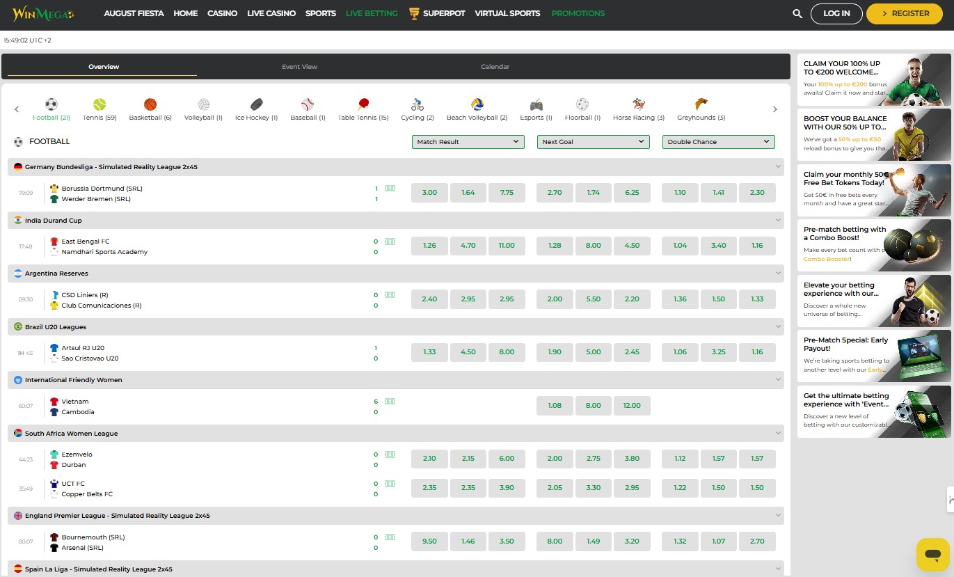 Winmega Live Betting PT